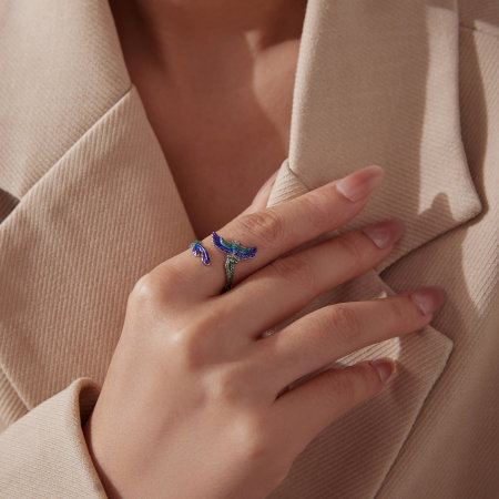 Inel argint reglabil pasarea phoenix cu Zirconia [7]