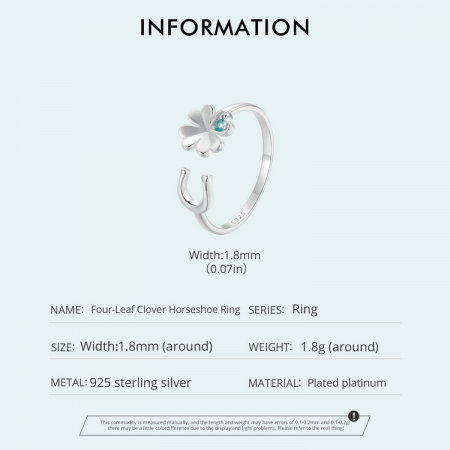 Inel argint reglabil potcoava si trifoi cu patru foi [8]