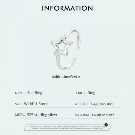 Inel argint reglabil stea [9]