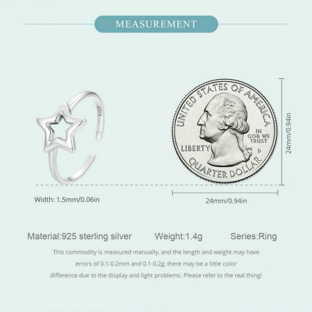 Inel argint reglabil stea [10]
