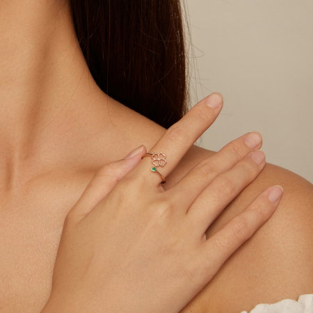 Inel argint reglabil trifoi cu patru foi [3]