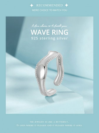 Inel argint reglabil valuri [14]