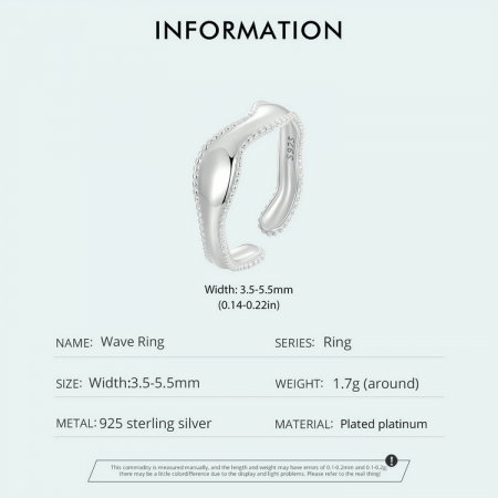 Inel argint reglabil valuri [10]