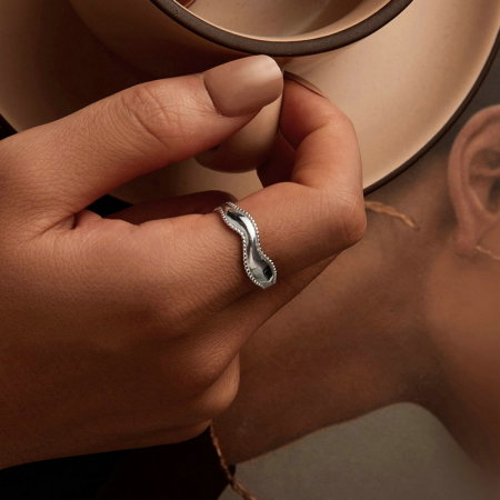 Inel argint reglabil valuri [6]