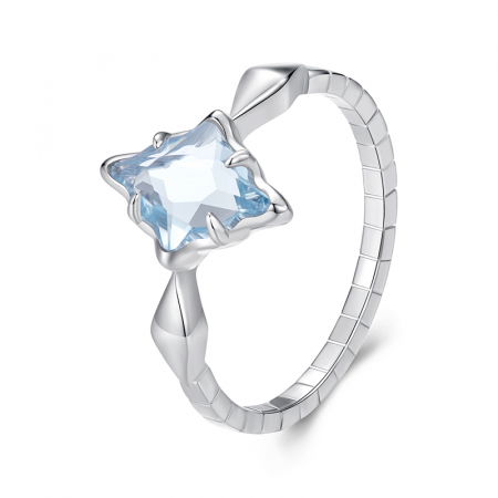 Inel argint sarpe cu cristal albastru