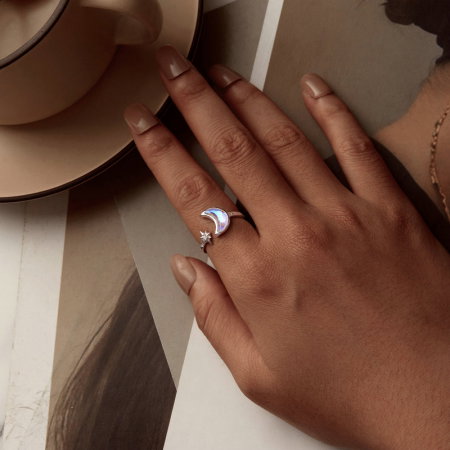 Inel argint soarele si luna, reglabil [5]