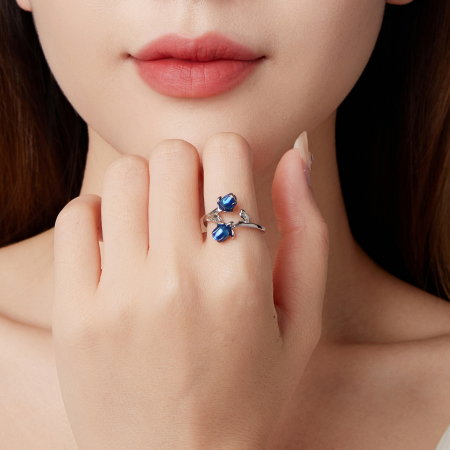 Inel argint trandafir albastru [5]