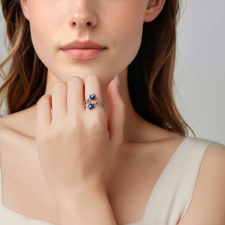 Inel argint trandafir albastru [3]