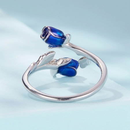 Inel argint trandafir albastru [8]