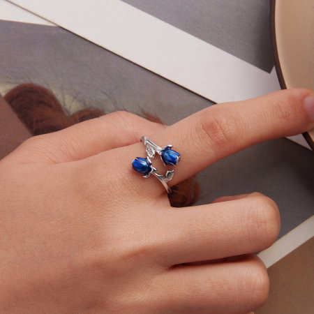 Inel argint trandafir albastru [7]