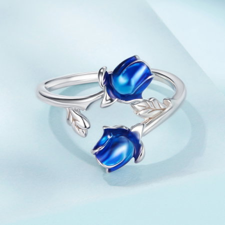 Inel argint trandafir albastru [4]
