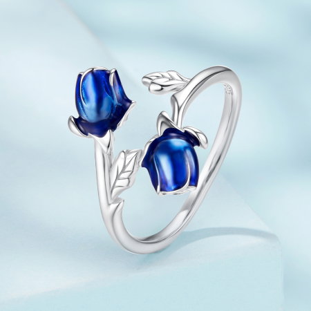 Inel argint trandafir albastru [2]