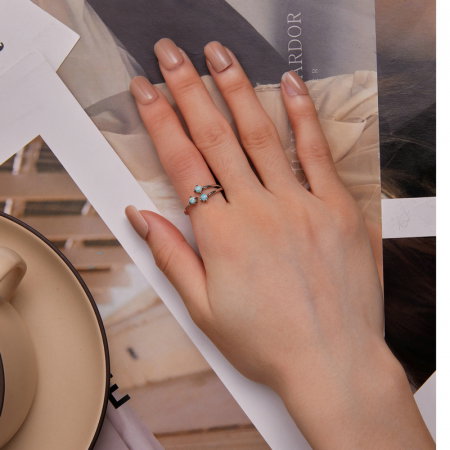 Inel argint triplu cu opal, reglabil [5]