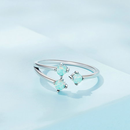 Inel argint triplu cu opal, reglabil [6]