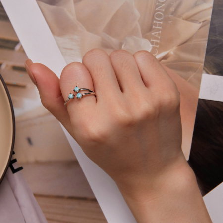 Inel argint triplu cu opal, reglabil [3]