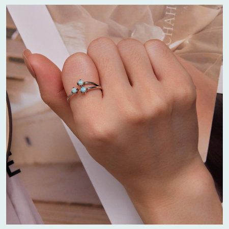 Inel argint triplu cu opal, reglabil [7]