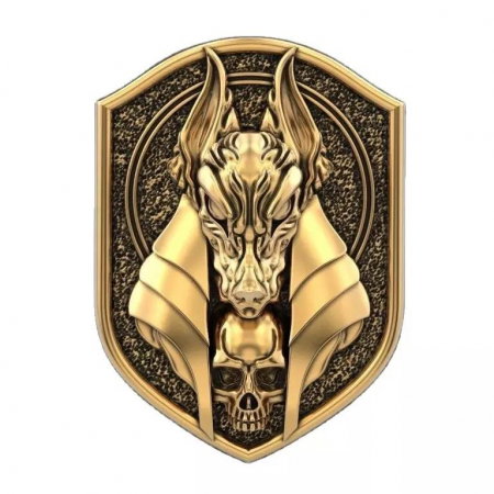 Inel din inox auriu cap de sacal