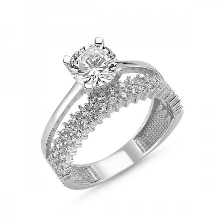 Inel elegant argint 925 rodiat cu zirconii albe Be Elegant ITU0039 [0]