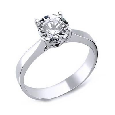 Inel elegant argint 925 rodiat cu zirconiu alb [0]