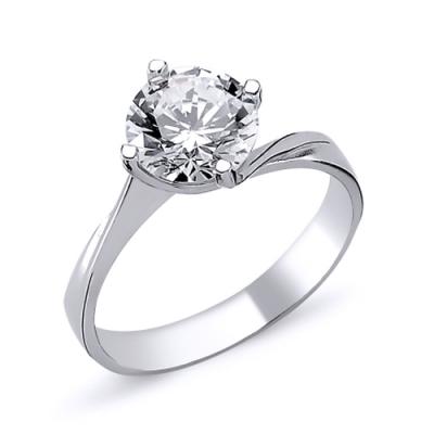 Inel elegant argint 925 rodiat cu zirconiu alb ITU0013 [0]