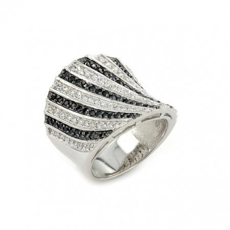 Inel elegant de argint 925 rodiat cu zirconii [0]