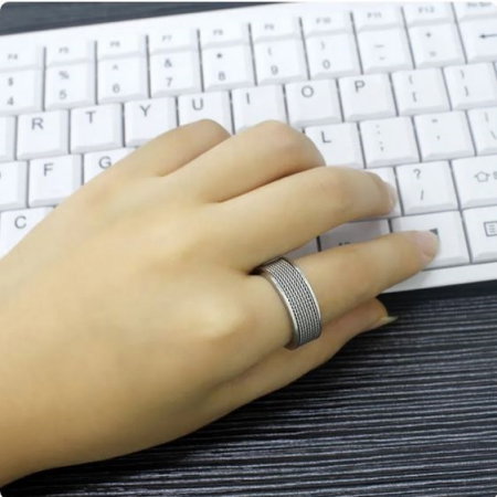 Inel inox antistres argintiu cu banda rotativa [2]