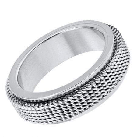 Inel inox antistres argintiu cu plasa rotativa [7]