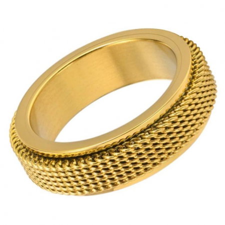 Inel inox antistres auriu cu plasa rotativa [2]