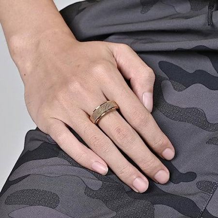 Inel inox antistres auriu cu plasa rotativa [1]