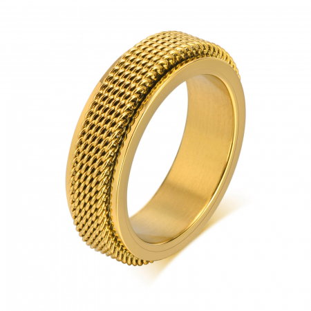 Inel inox antistres auriu cu plasa rotativa [3]
