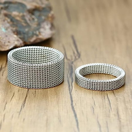 Inel inox argintiu tip plasa 10 mm [12]