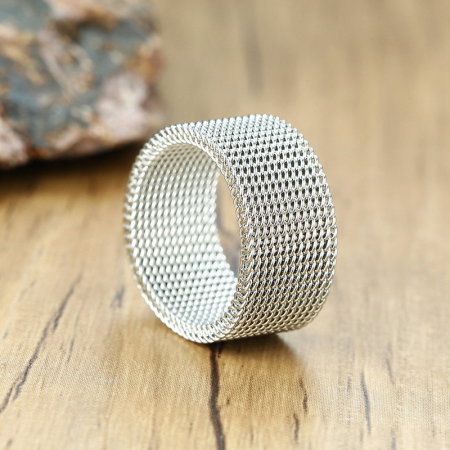 Inel inox argintiu tip plasa 10 mm [6]