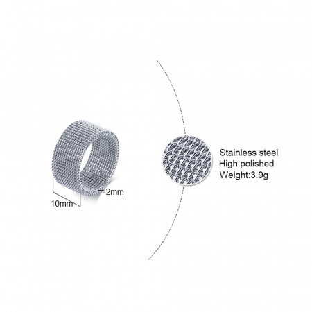 Inel inox argintiu tip plasa 10 mm [9]