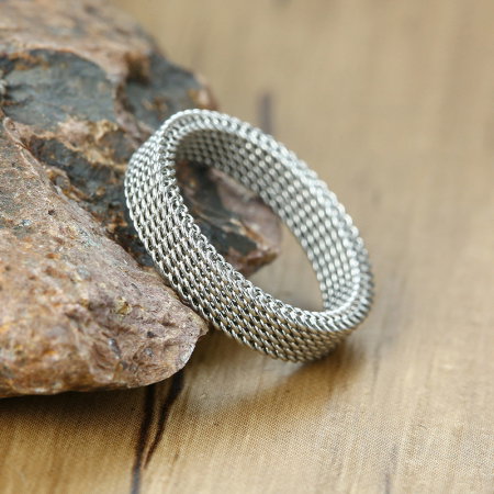 Inel inox argintiu tip plasa 4 mm [5]