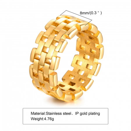 Inel inox auriu cu model de bratara [1]