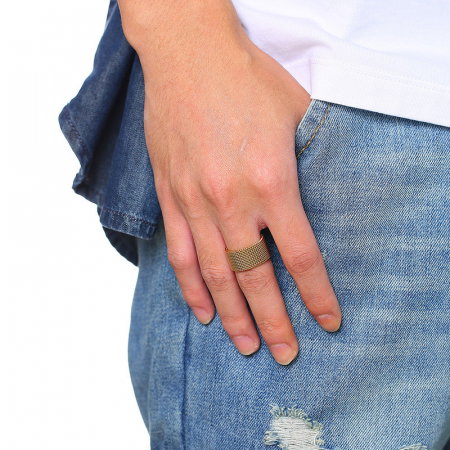 Inel inox auriu tip plasa 10 mm [1]