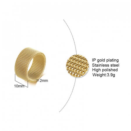 Inel inox auriu tip plasa 10 mm [2]