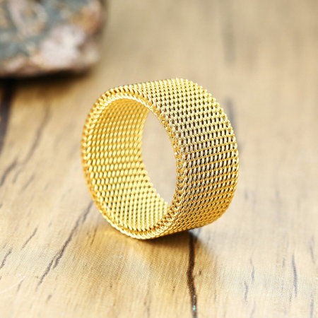 Inel inox auriu tip plasa 10 mm [5]