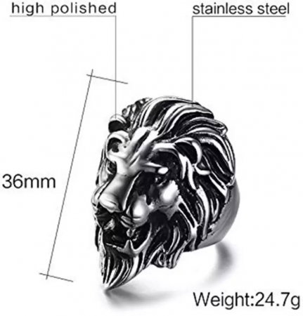 Inel inox biker cu cap de leu [5]