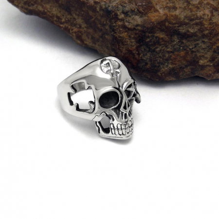 Inel inox biker cu craniu stilizat [1]