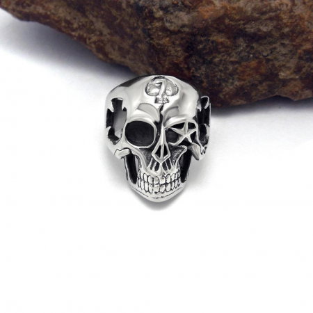 Inel inox biker cu craniu stilizat [2]