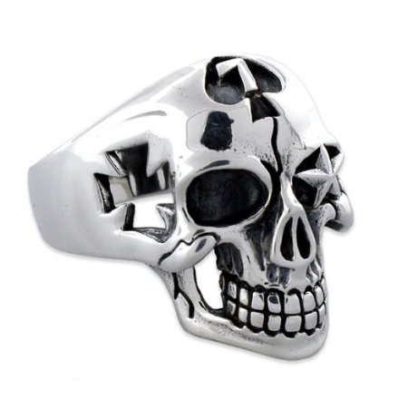 Inel inox biker cu craniu stilizat [5]