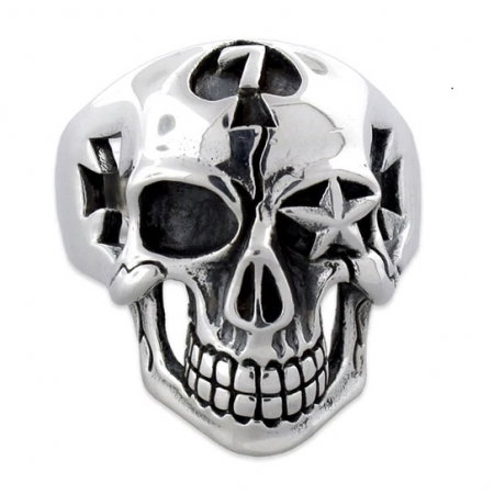 Inel inox biker cu craniu stilizat [3]