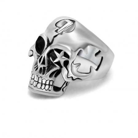 Inel inox biker cu craniu stilizat