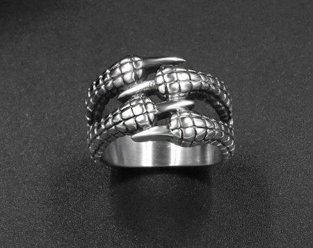 Inel inox biker cu gheara de dragon [2]