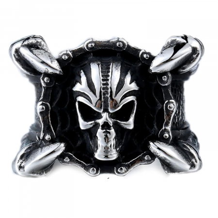 Inel inox biker gheare de dragon si craniu [0]
