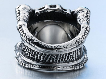 Inel inox biker gheare de dragon si craniu [8]