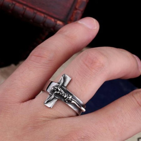 Inel inox cu cruce Rastignirea lui Isus [2]