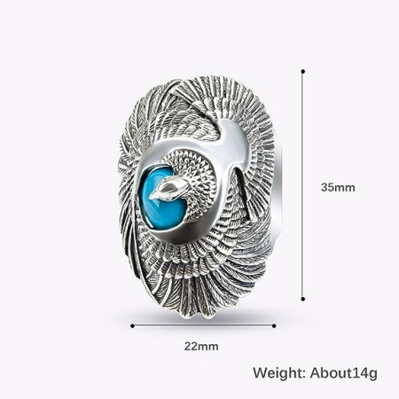 Inel inox cu vultur si turcoaz [8]