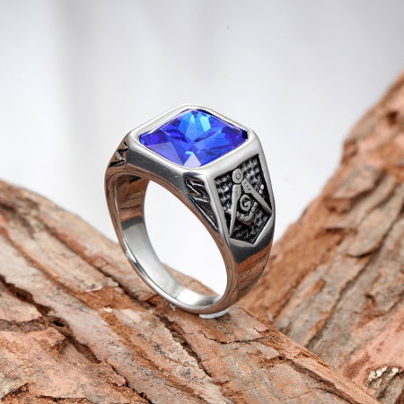 Inel inox cu zirconiu albastru The Grand Architect [1]